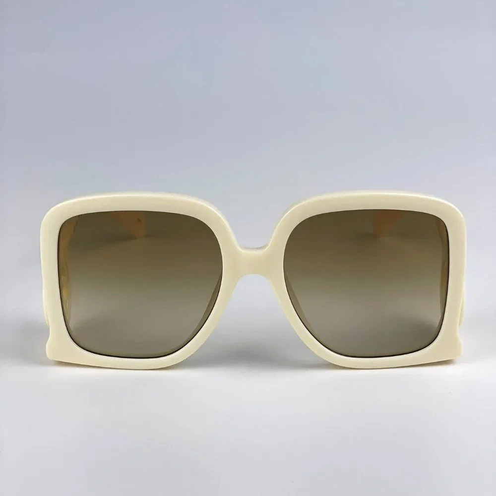 Gucci GG1326S 002 Sunglasses Ivory Brown Gradient Oversized Square Women